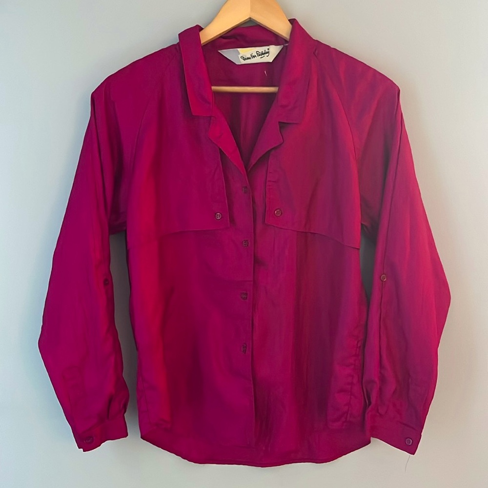 Diane Von Furstenberg Vintage Fuchsia Button Up Top